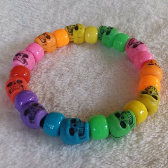 Jewelry - rainbow skull kandi bracelet
